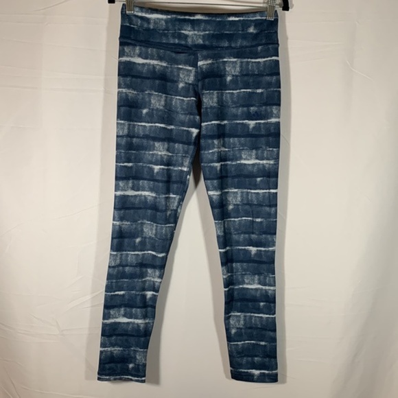 Adidas Climalite Blue & White Striped Leggings - Picture 1 of 8